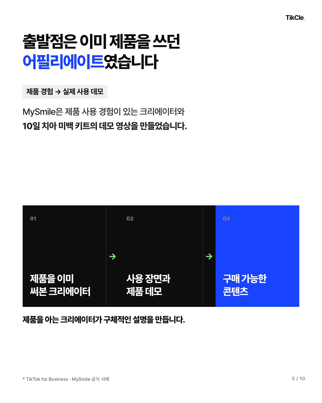 MySmile은 제품을 이미 쓰던 어필리에이트와 제품 데모 영상을 만들었습니다